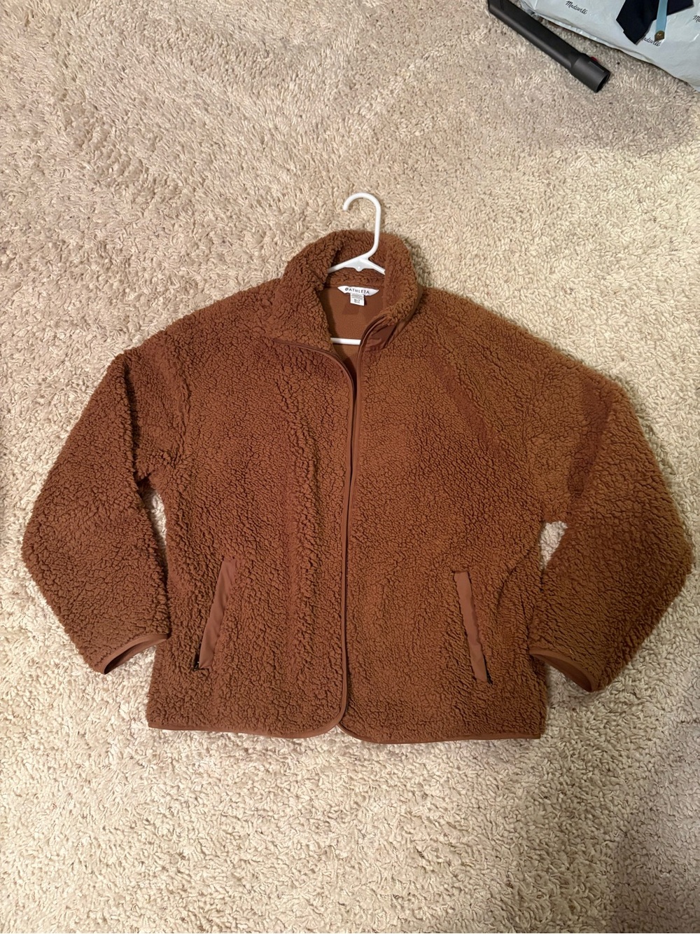 Athleta Chestnut Brown Sherpa Zip Jacket